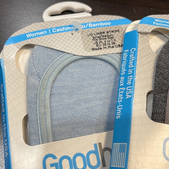 Goodhew Lo liner Stripe merino wool socks 2 pair pack size S/M - Picture 3 of 11